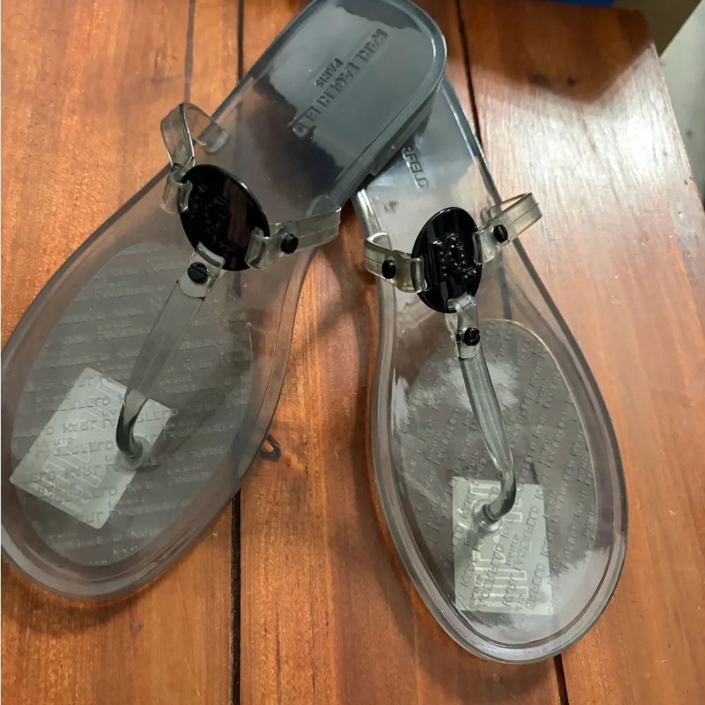 NWT Karl Lagerfeld Women's Transparent Sandals IN Clear Black - Picture 3 of 6